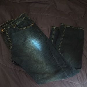 Dark Blue denim jeans.